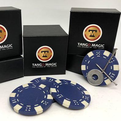 Magnetic Poker Chip Blue plus 3 regular chips (PK003B) by Tango Magic - Trick